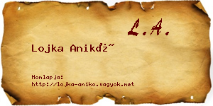 Lojka Anikó névjegykártya